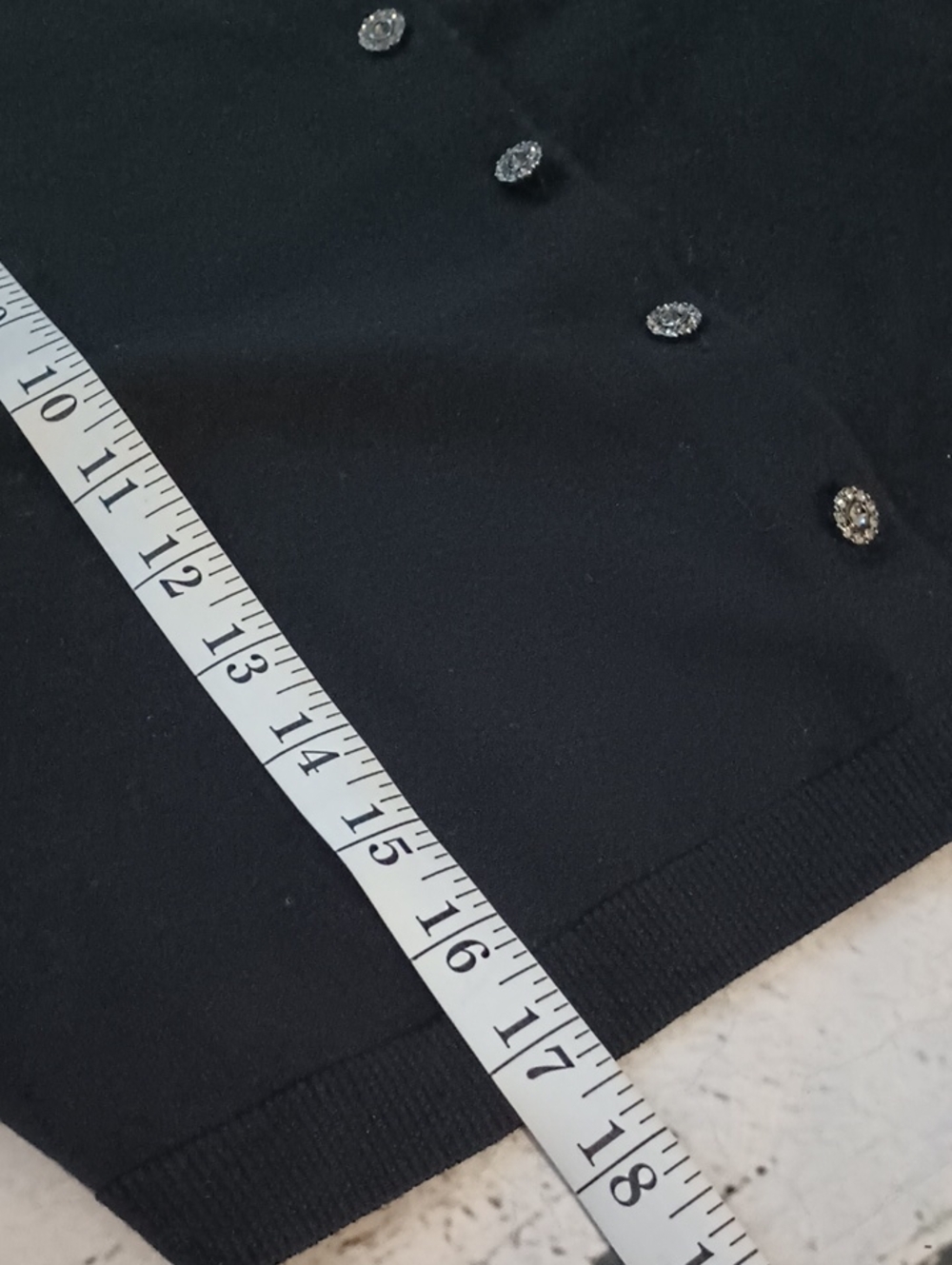 Talbots Black Merino Wool Jewel Button Cropped Cardigan L - Picture 4 of 7